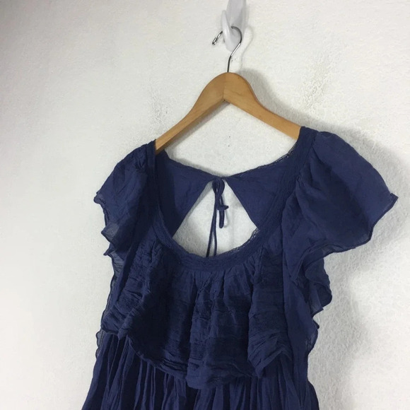 Free People Hailey Blue Oversized Ruffle Gauzy Mini Dress Small - Picture 8 of 16